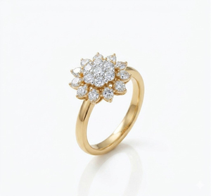 Solid 14K Yellow Gold Floral Cluster Diamond <b>Ring</b> <b>Dainty</b> Daisy Flower Engagement <b>Ring</b> for Women Minimalist Bridal Promise <b>Ring</b> - Product Image 6