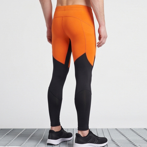 <b>Men</b> <b>Compression</b> Leggings Full Length Orange Black Solid Color Elastic Waist Workout Fitness Wear <b>Compression</b> Leggings <b>Men's</b> - Product Image 2