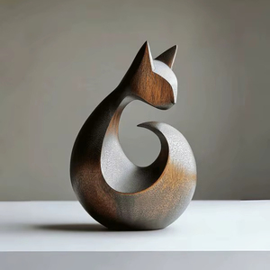 Sculpture en bois élégante, décor artistique artisanal pour la maison, le salon, le bureau, la table, l'étagère - Product Image 1