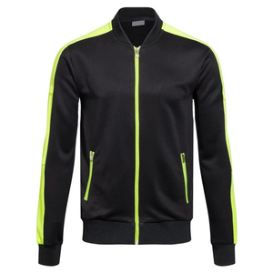 Sporty Unisex <b>Zip</b>-<b>Up</b> <b>Jacket</b> & Jogger Set – Black with Neon Green Accents Tracksuit - Product Image 2