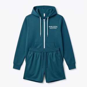Conjunto Deportivo de Verano de Entrega Rápida, Unisex, con Logotipo Personalizado, Dos Piezas, Camiseta Casual de Manga Corta y Pantalones Cortos con Bolsillos con Cremallera - Product Image 1