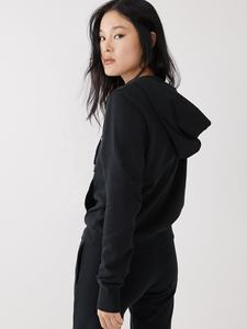 Noir couleur coton polaire fermeture éclair femmes survêtement nouveauté Logo personnalisé décontracté confortable manches longues survêtement pour les femmes - Product Image 6