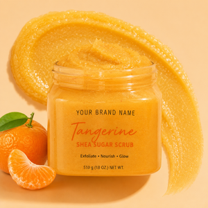 Private Label Tangerine Shea Sugar <b>Scrub</b> Wholesale Exfoliating <b>Body</b> Polish with Natural Sugar Crystals, Shea Butter & Vitamin C - Product Image 2