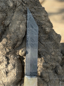 Viking Seax <b>Knife</b> Wood <b>Handle</b> Damascus Steel Blade DIY OEM Customizable Outdoor Camping Collectible Clip Point Hunting <b>Knife</b> - Product Image 5