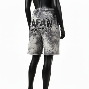 Shorts en molleton de coton premium 320 GSM gris noir effet délavé, tissu doux, logo imprimé sur mesure, shorts pour femmes - Product Image 4