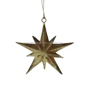 挂饰黄铜仿古设计双星造型装饰圣诞树挂饰创意金属手工支架