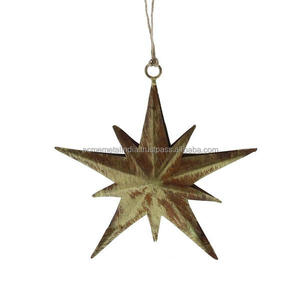 Adorno colgante de latón, diseño antiguo, decoración en forma de estrella doble, colgante de árbol de Navidad, soporte creativo de Metal hecho a mano - Product Image 1