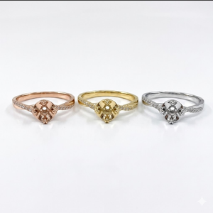 Hongkong แหวนหมั้นแบบกึ่งเม้าท์สำหรับผู้หญิง18K สีพื้นสีขาวทองแท้ VS Si มีการตั้งค่าง่ามเพชรแบบกึ่งเม้าท์คุณภาพดี - Product Image 5