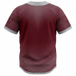 เสื้อเบสบอลแบบยูนิเซ็กซ์ แขนสั้น สีแดงเลือดหมู แต่งขอบสีเทา โลโก้แบบซับลิเมชั่น ระบายเหงื่อ แห้งเร็ว ทรงปกติ 100% พร้อมโลโก้แบบกำหนดเอง - Product Image 2