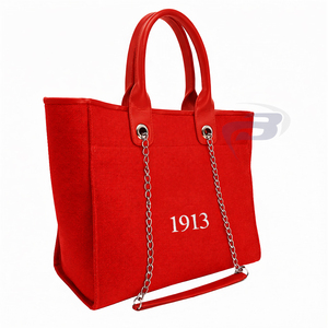 Delta | Sigma | Theta Sorority Durable Open Red <b>Canvas</b> Tote <b>Bag</b> Chain Strap <b>Large</b> Capacity Lightweight High Quality Fashion <b>Bag</b> - Product Image 2