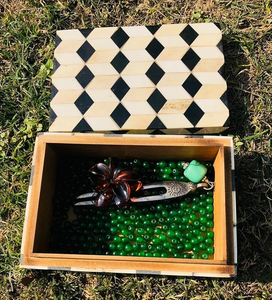 Moderna Caja de Joyería Decorativa de Madera con Incrustaciones de Hueso y Diseño de Hojas de Resina Talladas para Muebles de Sala de Estar y Dormitorio o Regalos - Product Image 6
