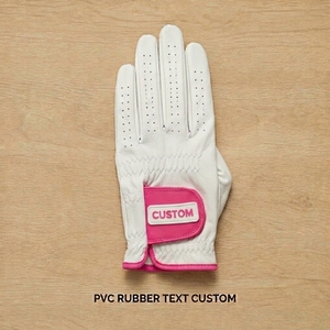 Custom OEM Cabretta Leather Golf <b>Glove</b> with <b>PVC</b> Rubber Logo Patch Breathable Soft Grip Hook Loop Closure Left Right Hand - Product Image 1