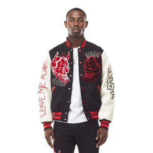Veste bomber varsity courte en similicuir avec manches en chenille brodée, style baseball, unisexe, streetwear haut de gamme, mode hiver - Product Image 3