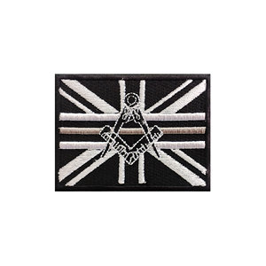 Masonic without G Thin Gray Line Embroidered Sew / Iron on Patch Badge - Product Image 1