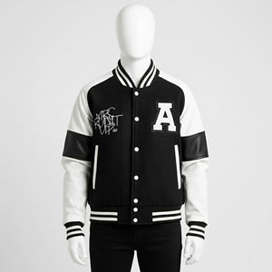 2025 USA College Wear Letterman Varsity Jacket Custom Logo Baseball Jacket Snap Button Closure and Ribbed Cuffs Varsity Jackets - Product Image 1