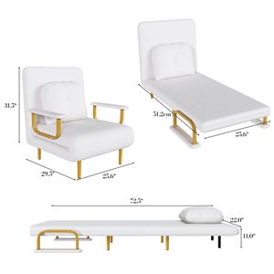 Divano Letto Convertibile 3 in 1 con Schienale Regolabile in 5 Posizioni, Cuscino Estensibile Salvaspazio per Soggiorno - Product Image 2