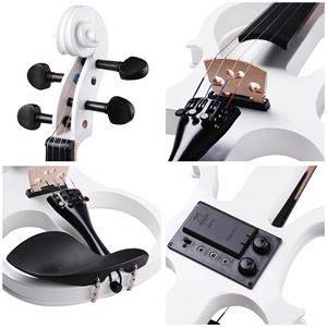 ไวโอลินไฟฟ้ามือขวาสีขาวแบบ4/4สำหรับผู้เริ่มต้นและตัวกลาง - Product Image 5