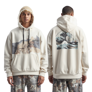 Sweat à capuche surdimensionné pour homme avec imprimé abstrait moderne - Product Image 1