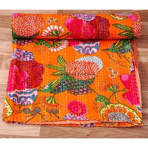 Hot Stylish Traditional hand block Style Hand Block Printed 100% Organic Cotton Kantha <b>Quilt</b> Twin Size India Style on wholesale - Product Image 4