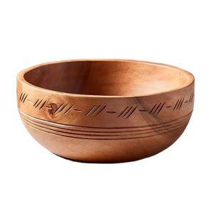 Bol décoratif en bois de manguier sculpté avec une finition élégante au design complexe, idéal pour servir des fruits ou comme pièce d'accent pour la décoration intérieure - Product Image 1