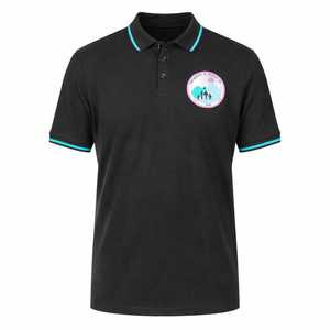 Camiseta Polo Negra Jack and Jill con Ribete en Color Verde Azulado, Logotipo Bordado en el Pecho, Algodón Premium, Unisex, Corte Casual Elegante - Product Image 1