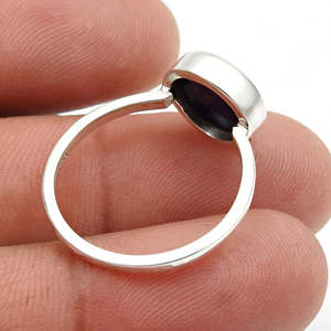 Solid 925 Sterling Silver Minimalist Round Cut <b>Lapis</b> <b>Lazuli</b> Gemstone <b>Ring</b> Vintage Handmade Boho Style Wedding And Party Jewelry - Product Image 5