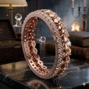 Anillo de Eternidad con Hojas Marquise en Oro Rosa para Mujer, Joyería de Moda de Lujo con Cristales para Aniversario de Bodas, Regalo - Product Image 1