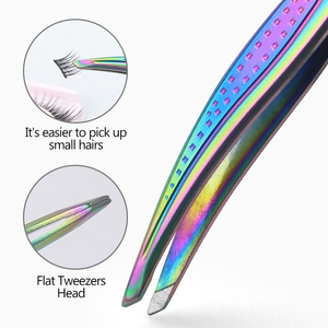 Pinzas Profesionales para Cejas con Punta Puntiaguda, Acero Inoxidable de Precisión, Ecológicas, Ligeras, de Lujo, con Logotipo Personalizado, Color Negro Arcoíris - Product Image 5