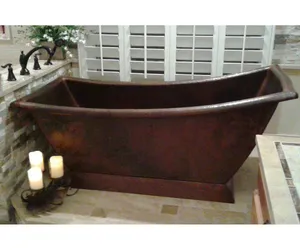 Bañera Ovalada Ecológica de Metal Hecha a Mano con Estilo Rústico de Latón y Marco de Aluminio para Hoteles - Product Image 2