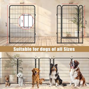 Recinto per Cani in Metallo a 8 Pannelli, Robusto, 100 cm, con Porta, per Esterni/Interni - Product Image 5