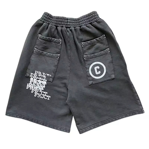Pantalones Cortos de Chándal para Hombre, Estampados Personalizados por el Fabricante, de Talla Grande, Largos hasta la Rodilla, Rotos, Desgastados, Holgados, Vintage, con Lavado Ácido - Product Image 2