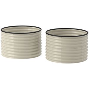 Set di 2 aiuole rialzate in metallo bianco crema con bordi di sicurezza, montaggio rapido, fioriere per giardino - Product Image 1