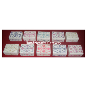 Boîtes de festival du Ramadan très exclusives, faites à la main, en marbre blanc pur avec incrustations de nacre, décoration en marbre incrusté - Product Image 1