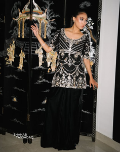 Women's <b>Black</b> Embroidered Silk <b>Satin</b> Ethnic <b>Blouse</b> Crop Traditional Indian Pakistani Wedding Top Regular Fit Stretchable - Product Image 2