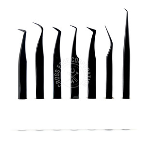 Pinza de Precisión Negra de 45 Grados para Extensiones de Pestañas, Pinza para Pestañas Encarnadas, Herramientas de Belleza de Acero Inoxidable - Product Image 1