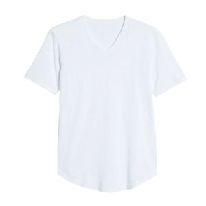 Men's <b>White</b> V-Neck Short Sleeve Cotton Custom T-Shirt Regular Fit Casual Solid Color Jersey Knit Blank <b>Tee</b> - Product Image 1