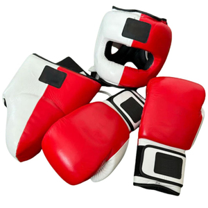 Ensemble d'équipement de boxe professionnel - 3 pièces : gants, protège-tête, protège-glandes en cuir pour l'entraînement de boxe, MMA et arts martiaux - Product Image 4