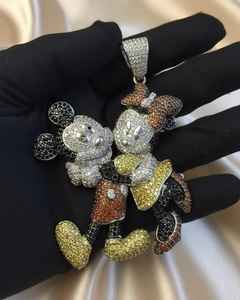 Colgante de Mickey Mouse con Diamantes de Moissanita Multicolor, Estilo Hip Hop, Chapado en Plata 925, con Personaje de Dibujos Animados - Product Image 5