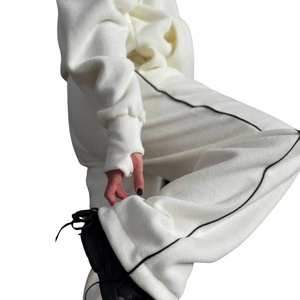 <b>Women</b> Fleece Full Zip Tracksuit Set Stand Collar Jacket Loose Straight Leg Trousers Casual Winter Two Piece <b>Lounge</b> Outfit - Product Image 4