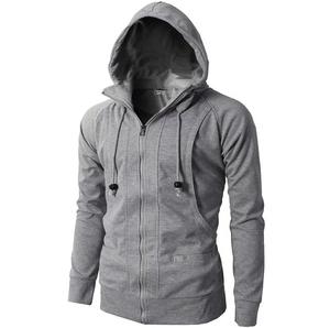 Sweat-shirt unisexe à capuche zippé, coupe classique, poche avant zippée, tricoté, couleur unie, anti-rétrécissement, vêtement d'hiver, 100 % coton - Product Image 2