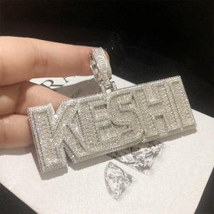 Personality Hip Hop Sterling Silver Moissanite <b>Name</b> Mosaic Alphabet Pendant for Men - Product Image 3