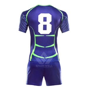 Conjunto de Camiseta de Rugby Sublimada para Hombre, Morado y Verde, Número 8, Corte Atlético, Manga Corta, Absorbe la Humedad, Transpirable, para Todas las Temporadas, Adulto - Product Image 5