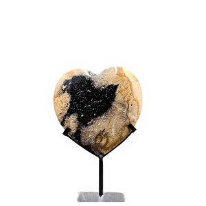 Exhibidor de Piedra de Jaspe de Raíz de Palma en Forma de Corazón de 15 cm con Soporte de Hierro, Frente Abombado y Parte Trasera Plana, Artesanía de Piedra Semipreciosa Indonesia - Product Image 5