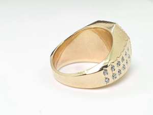 925 Silver 18K Gold Plated <b>Initial</b> N Letter Octagon Signet <b>Ring</b> IGI Certified Lab Grown Diamond Unisex Iced Jewelry - Product Image 5
