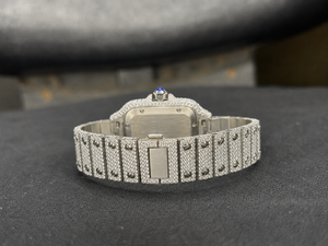 Reloj de pulsera para mujer estilo árabe, completamente cubierto de diamantes y moissanita, con esfera cuadrada pavé, movimiento automático, estilo hip hop. - Product Image 3