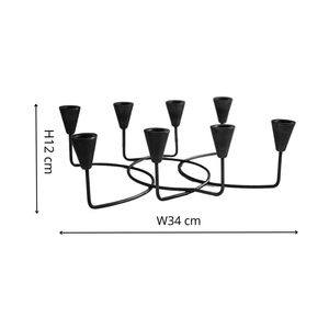 Modern Style <b>Black</b> 8 Light Cup Candelabra Elegant Metal Taper <b>Candlestick</b> Holder Centerpiece For Dining Weddings & Events - Product Image 4
