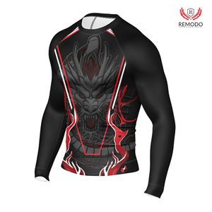 Camiseta de Compresión Sublimada Personalizada para Adultos, para Jiu-Jitsu Brasileño, Elástica, para Hombre, Entrenamiento de Jiu-Jitsu, 100% Poliéster, Rashguard con Pedrería en la Parte Delantera - Product Image 1