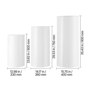 Supporto per Fiori da Matrimonio in PVC Bianco con Coperchio, Set da 3 Pezzi, Cilindri/Piedistalli da 60/75/90 cm per Tavoli e Feste - Product Image 2