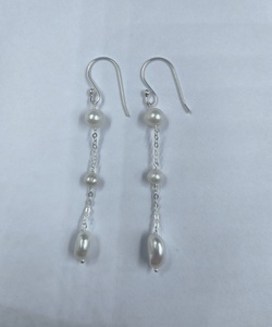 Boucles d'oreilles en perles d'eau douce naturelles, bijoux de mariée élégants, accessoires en perles faits à la main, vente en gros - Product Image 6