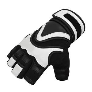 Guantes de Gimnasio de Cuero Vacuno Auténtico, Resistentes, con Correa de Soporte Extra Larga para la Muñeca, Cierre Rápido, Diseño Unisex de Medio Dedo - Product Image 4